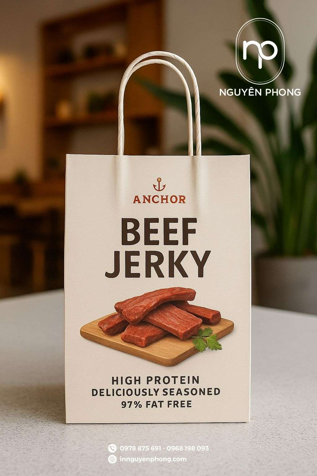 Quy cách in túi giấy đựng thịt sấy